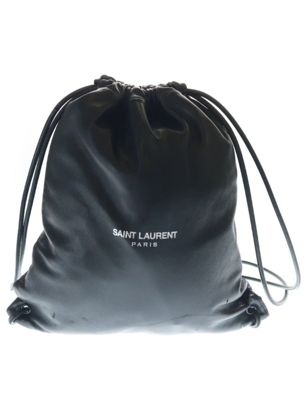 Saint Laurent Paris Teddy Small Leather Shoulder Bag Drawstring Black